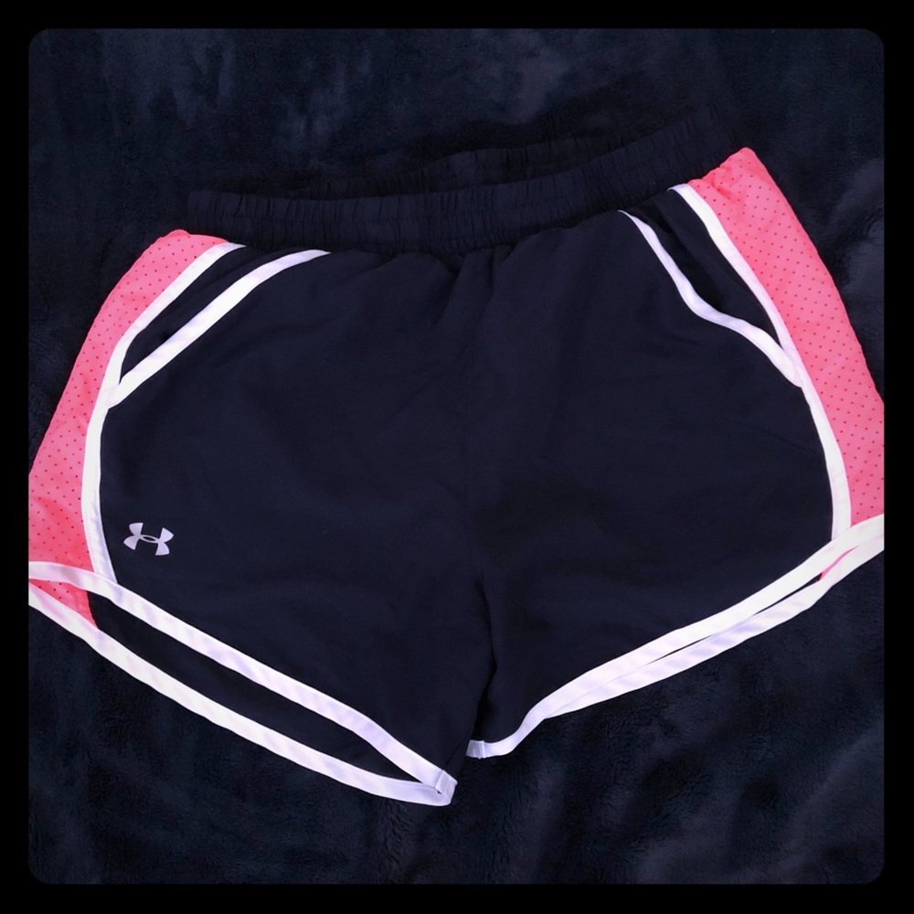 Under armour shorts size XS navy blue with pink